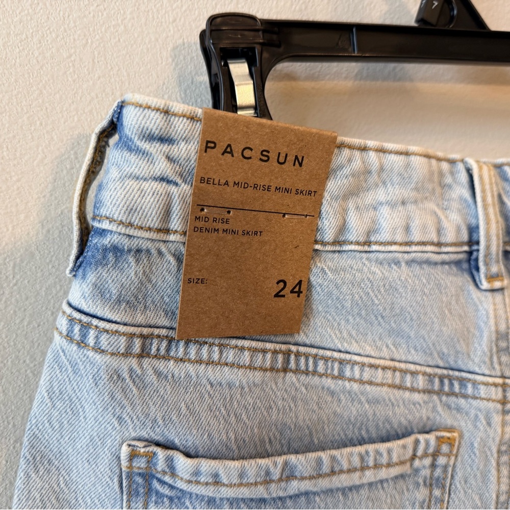 Pacsun Bella Stretch Mid Rise Denim Mini Skirt size 24 - Picture 10 of 12